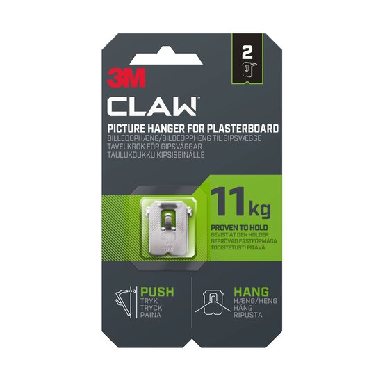 3M CLAW Picture Hanger for Plasterboard 11kg 2 Pack