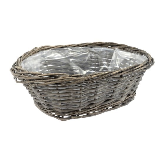 Grey Wicker Basket 33cm x 25.5cm x 11.5cm