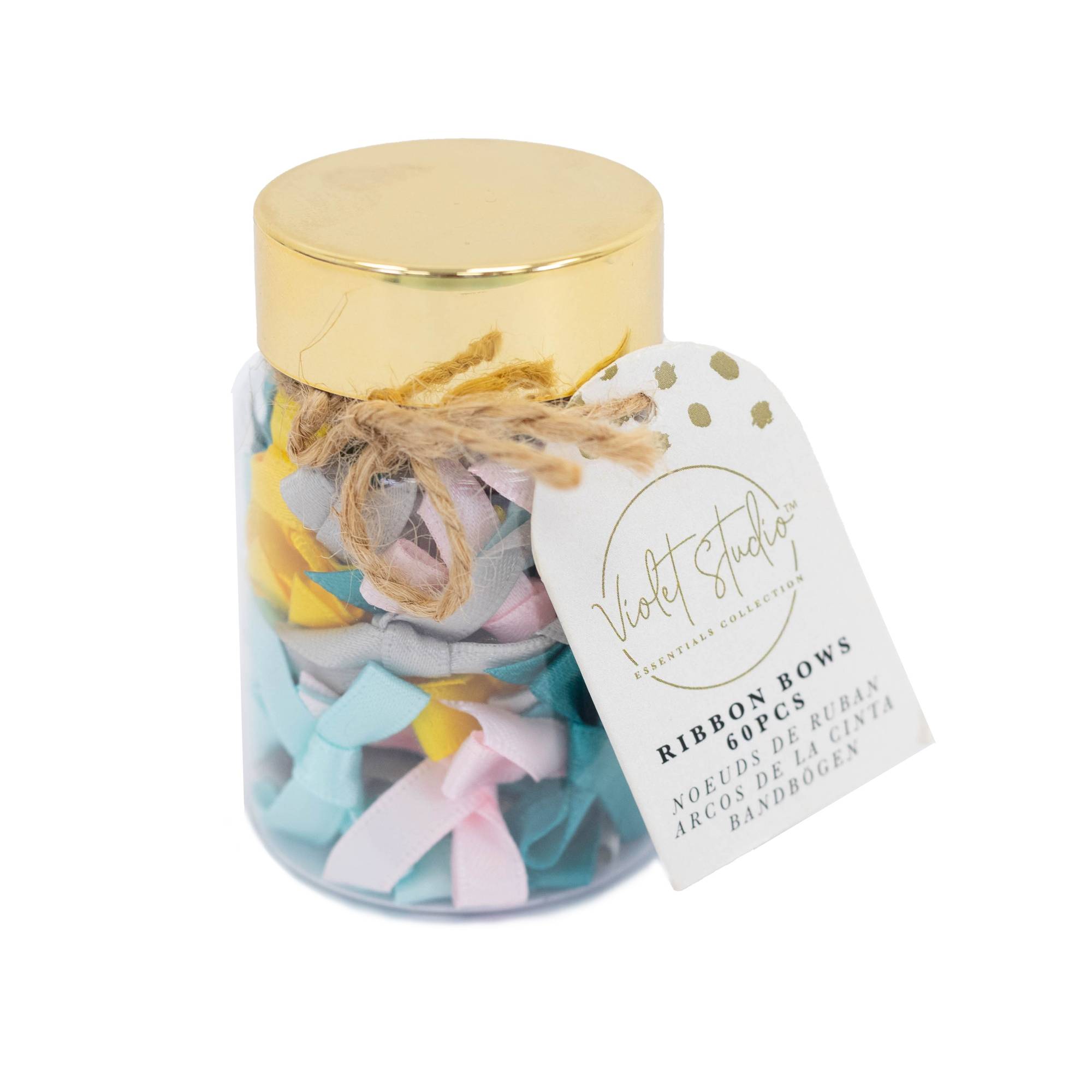 Violet Studio Pastel Ribbon Bow Jar 60 Pack