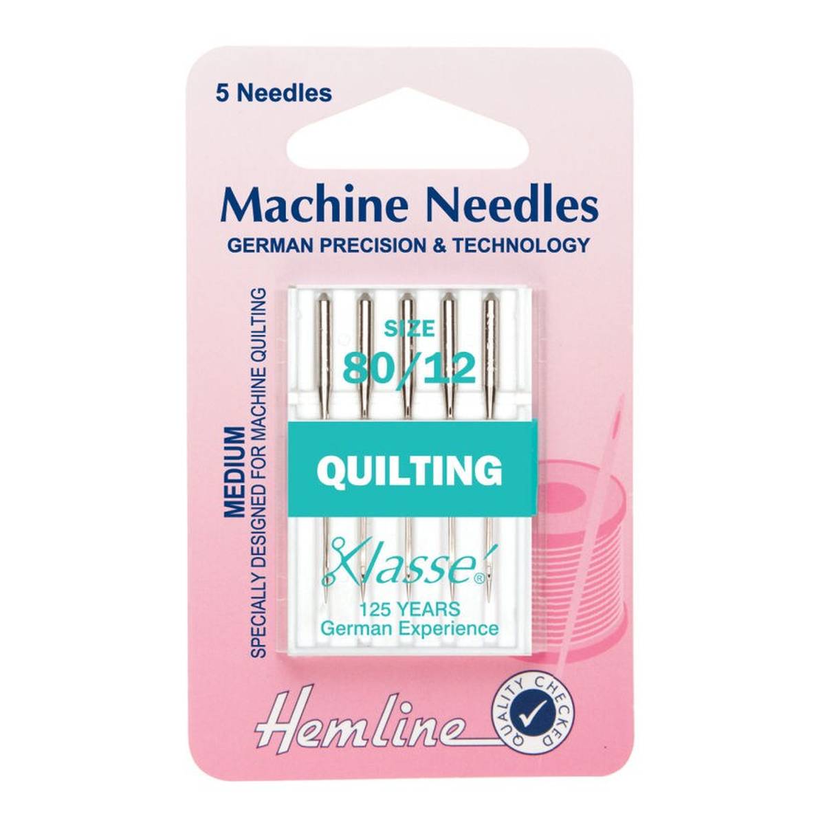 Hemline Medium Quilting Machine Needles 5 Pack