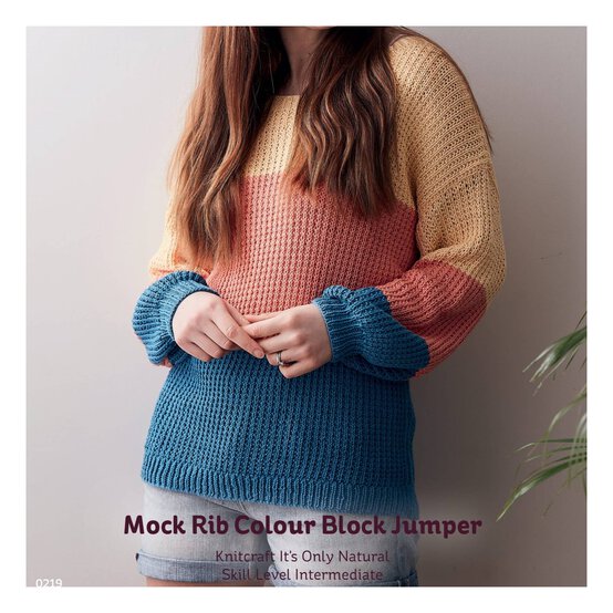 Knitcraft Mock Rib Colour Block Jumper Pattern 0219