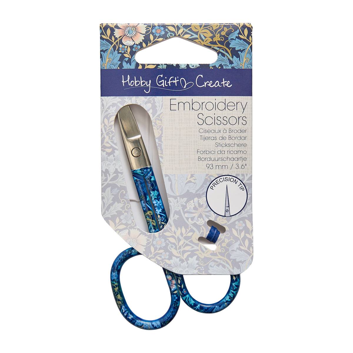 Blue Woodblock Floral Embroidery Scissors