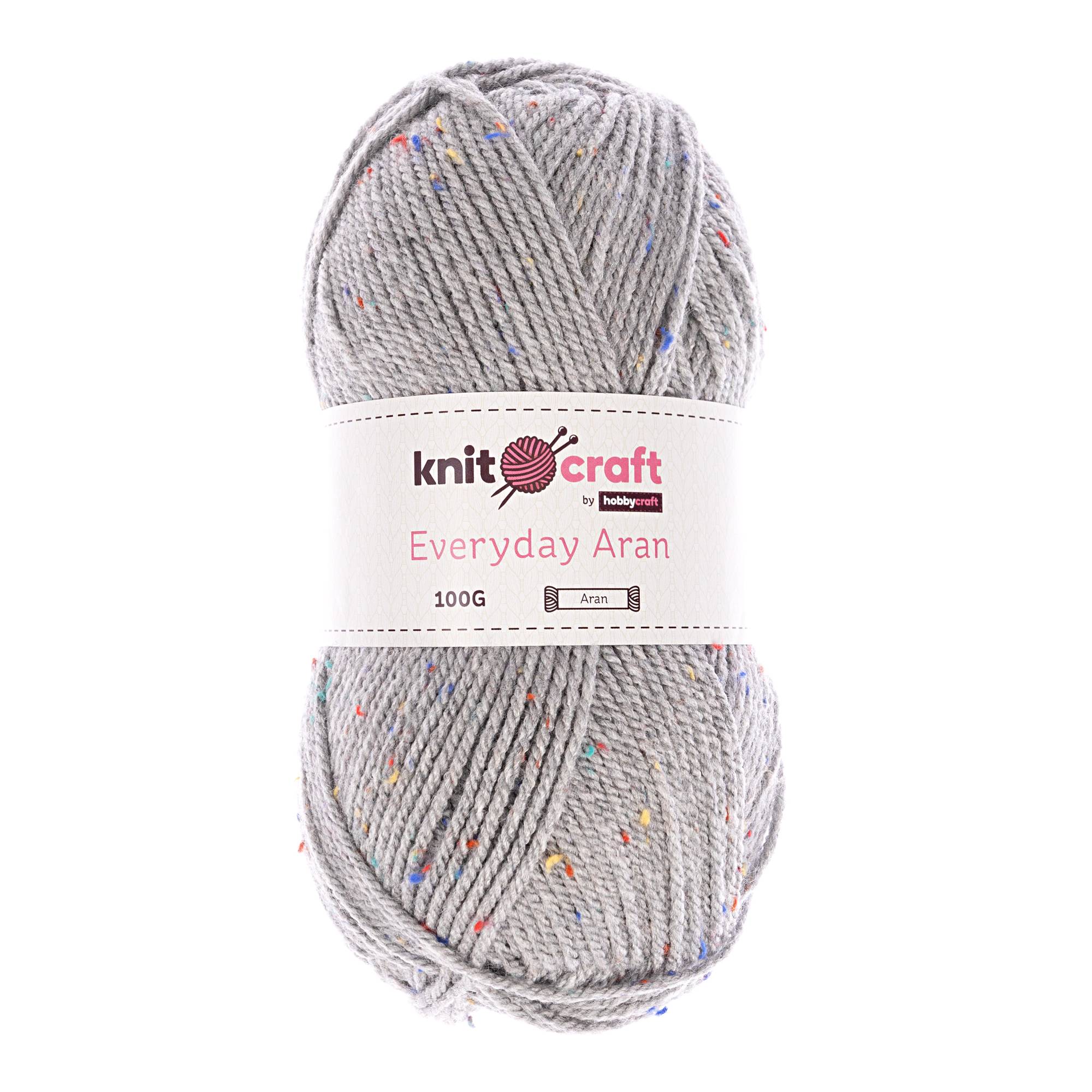 Knitcraft Light Grey Tweed Everyday Aran Yarn 100g