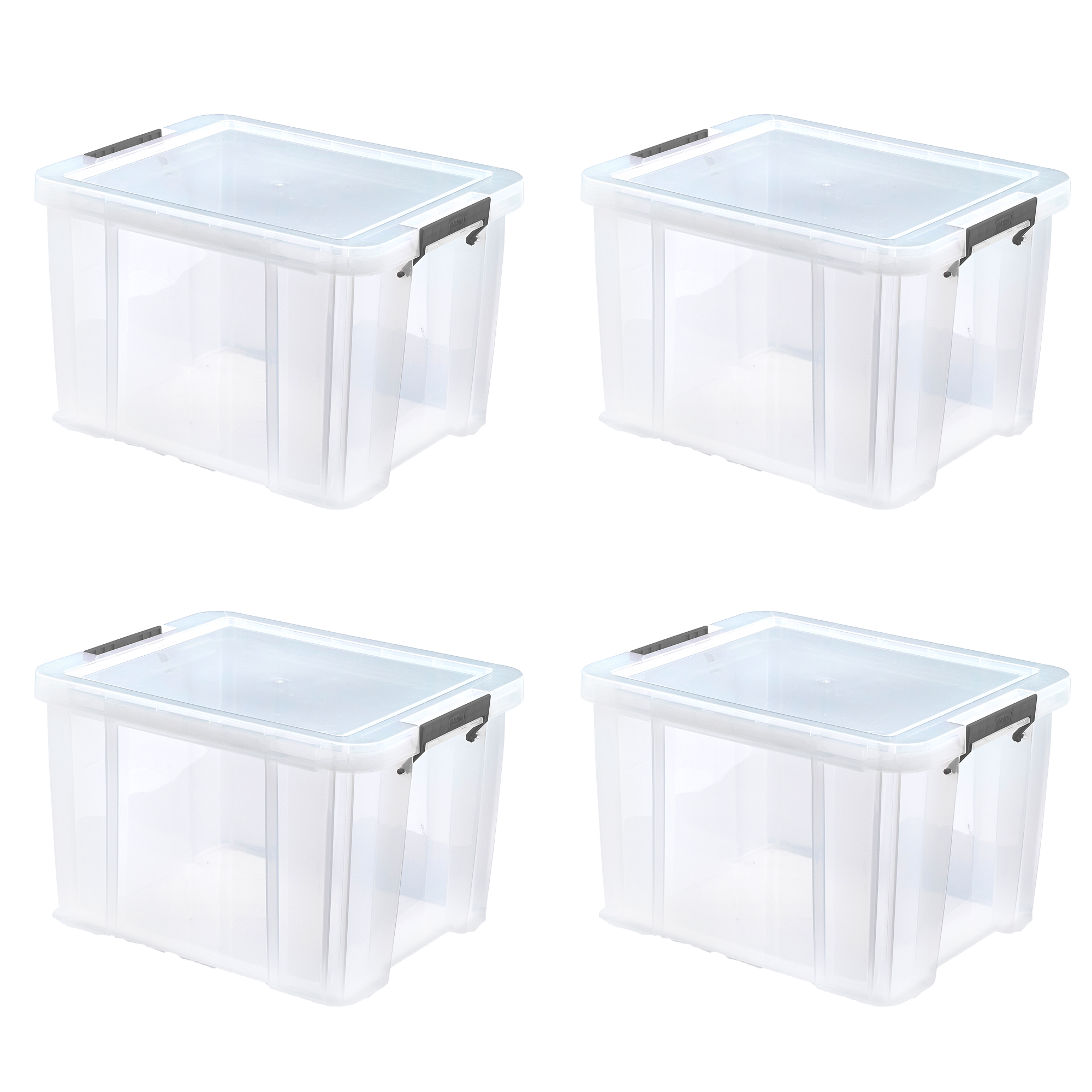 Whitefurze Allstore 36 Litre Clear Storage Box4 Pack Bundle