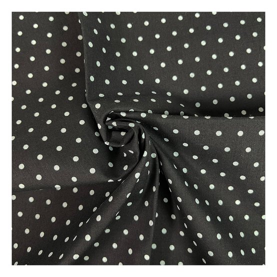 Black Simple Polka Polycotton Fabric by the Metre