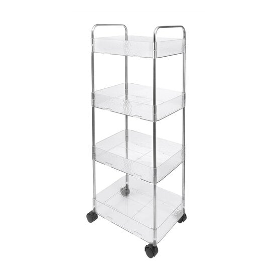 Clear Plastic Four Tier Storage Trolley