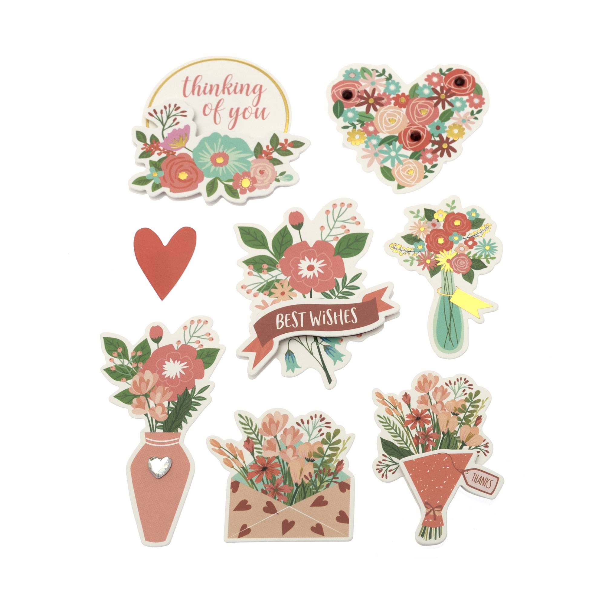 Flower Bouquet Card Toppers 8 Pack