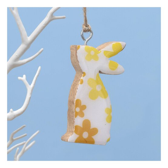 Hanging Wooden Enamel Bunny Decoration 8cm
