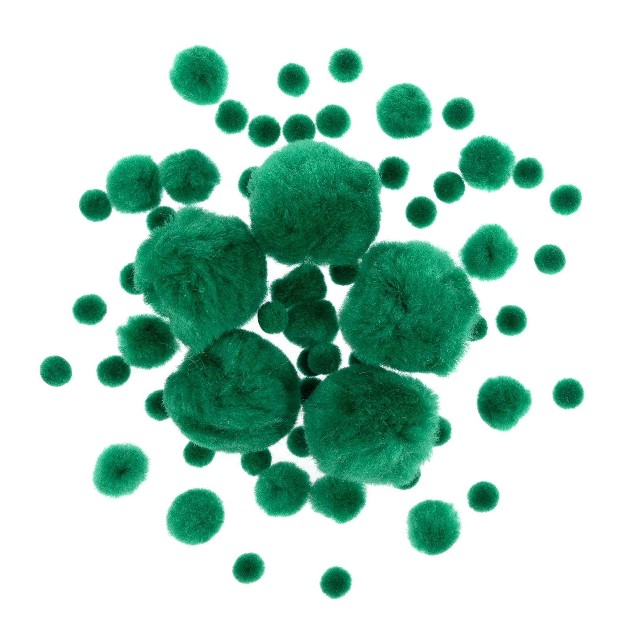 Dark Green Pom Poms 60 Pack