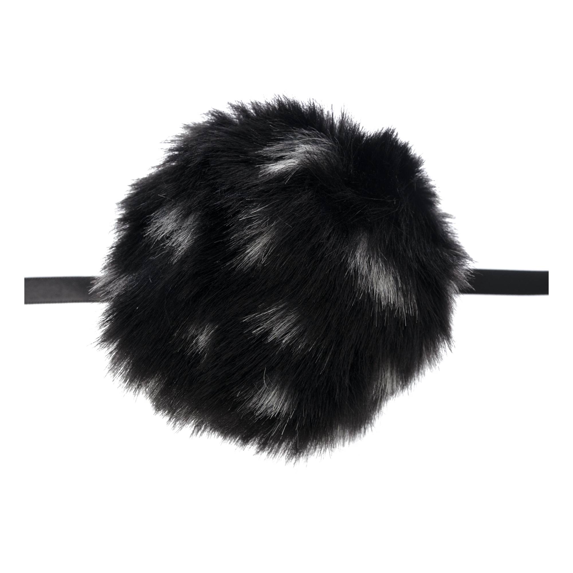 Black Faux Fur Pom Pom 11cm
