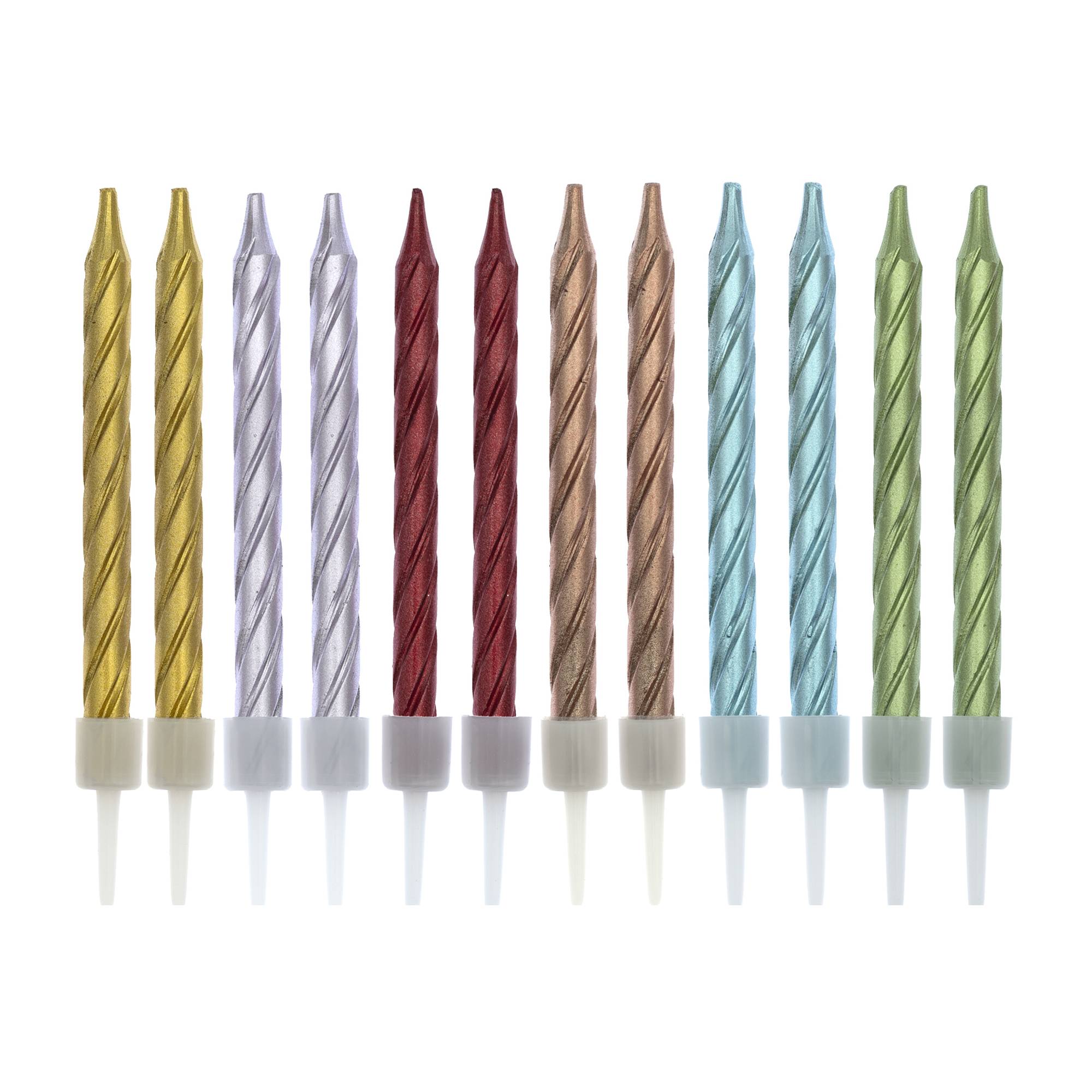 Metallic Rainbow Candles 12 Pack
