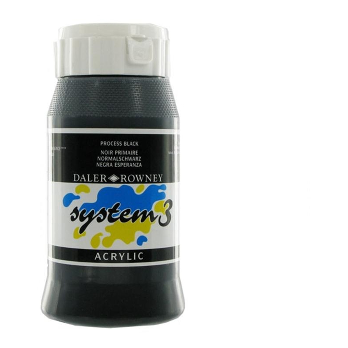 Daler-Rowney System 3 Process Black Acrylic Paint 500ml