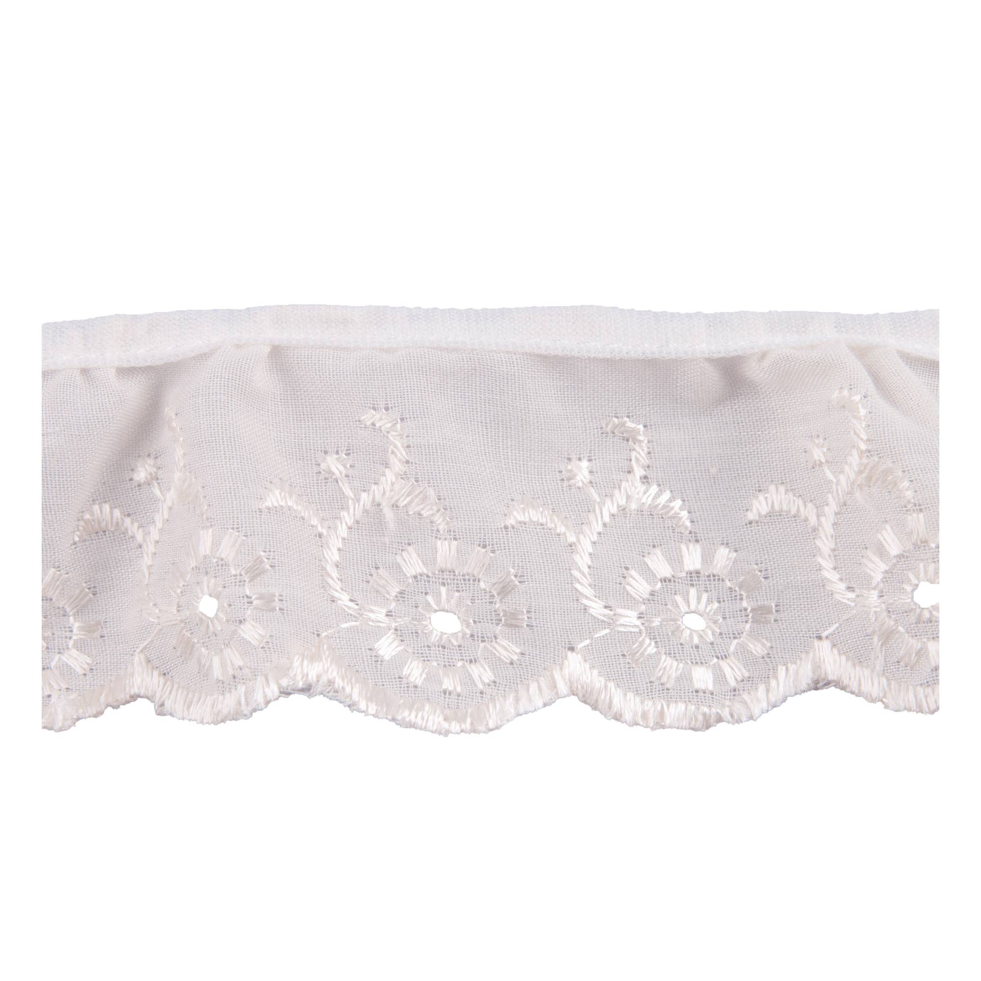 Cream 35mm Broderie Anglaise Frill Lace Trim by the Metre