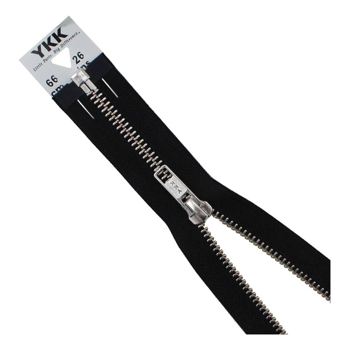 YKK Medium Weight Silver Elements Zip 66cm Black
