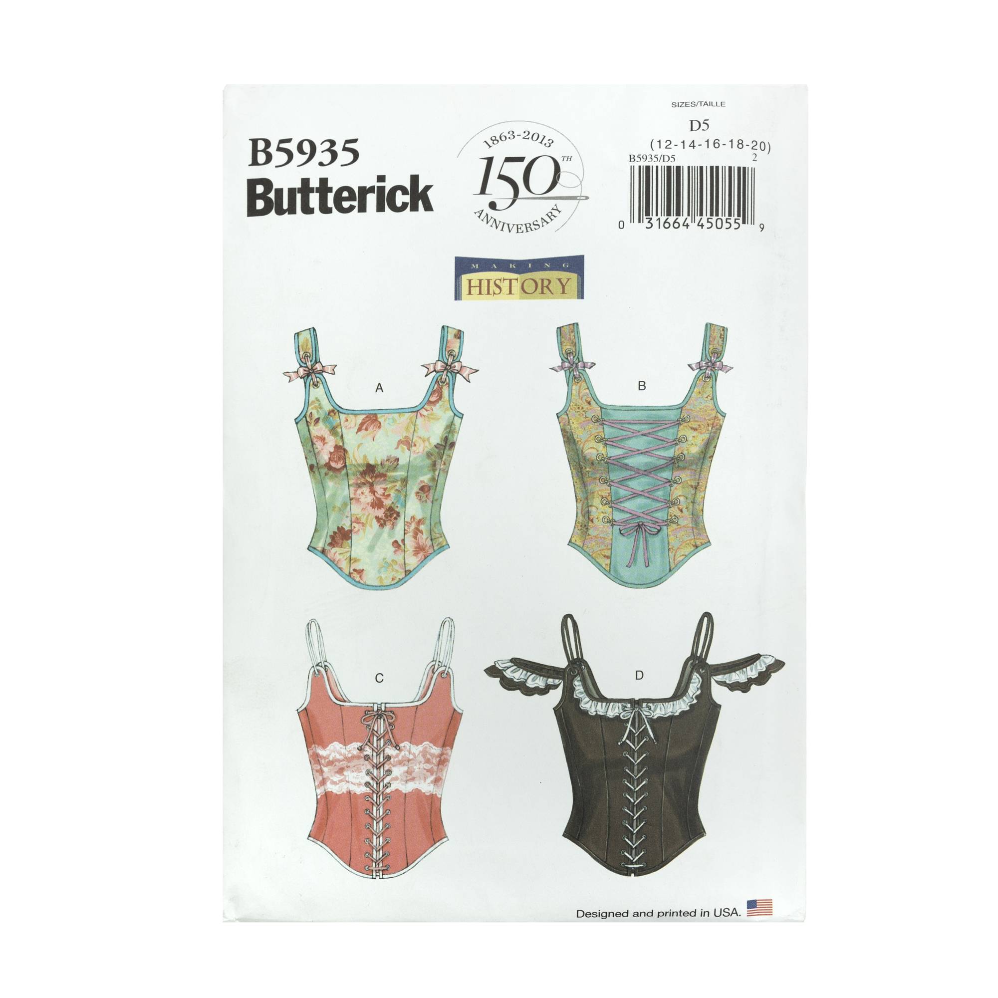 Butterick Women’s Corset Sewing Pattern B5935 (12-20)