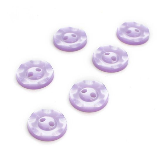 Hemline Lilac Basic Scalloped Edge Button 6 Pack
