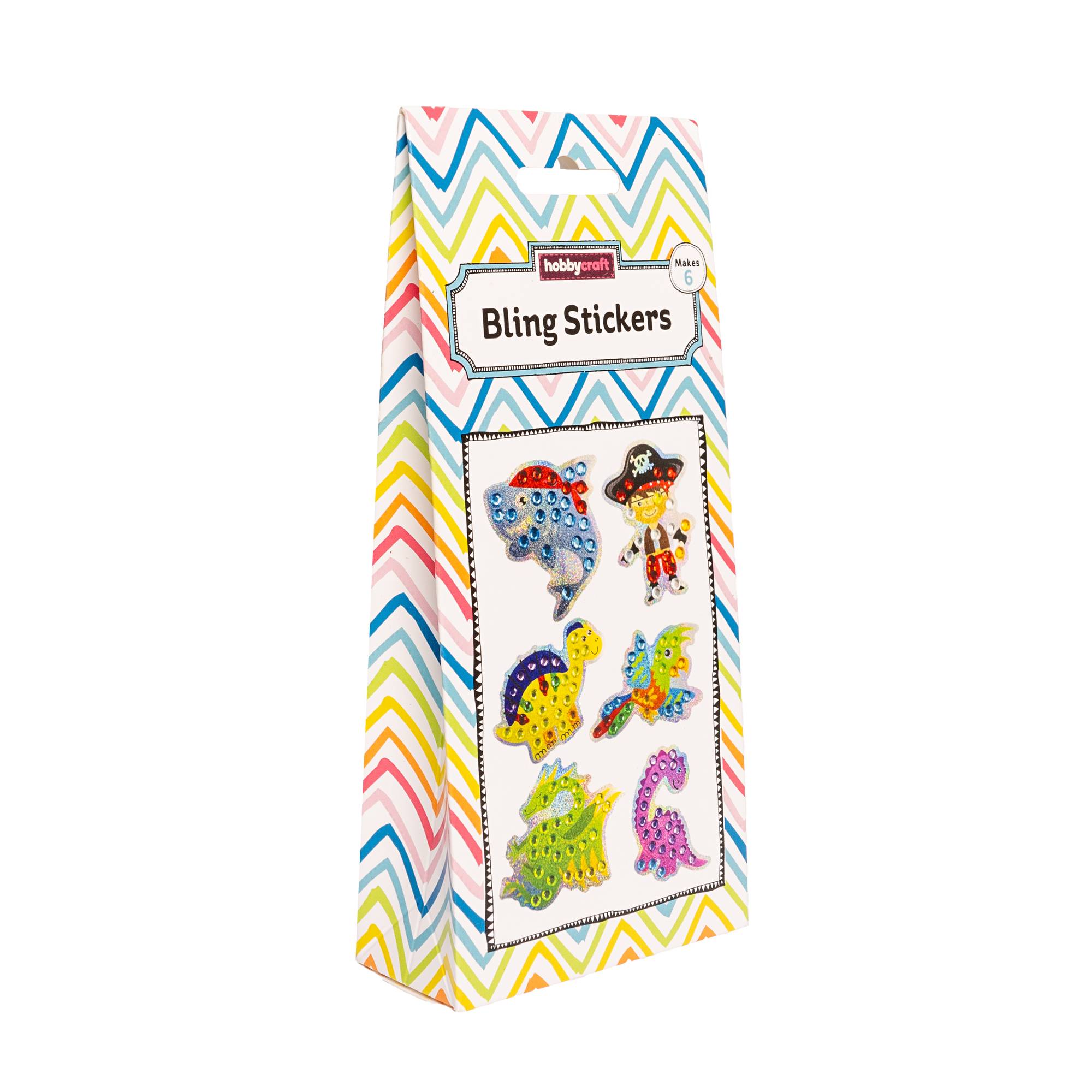 Pirate and Dino Bling Stickers 6 Pack