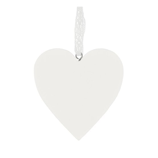 White Wooden Heart Decoration 10cm