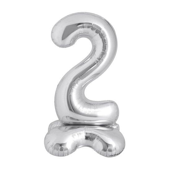 Standing Silver Number 2 Balloon 1m