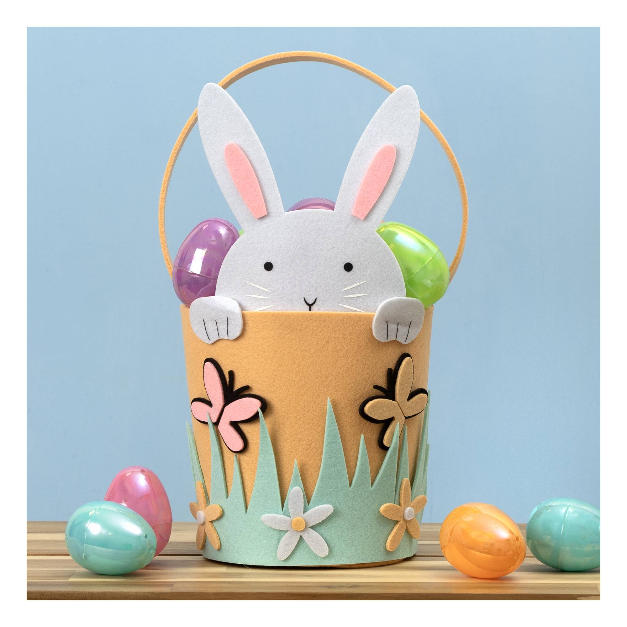 White Bunny Felt Bucket