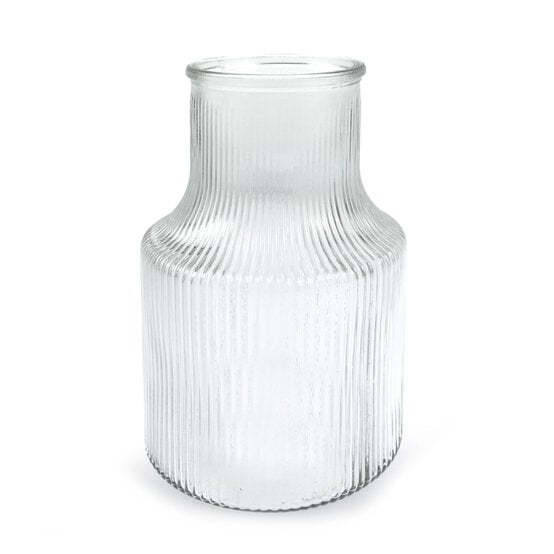 Clear Ribbed Glass Vase 18cm x 12cm
