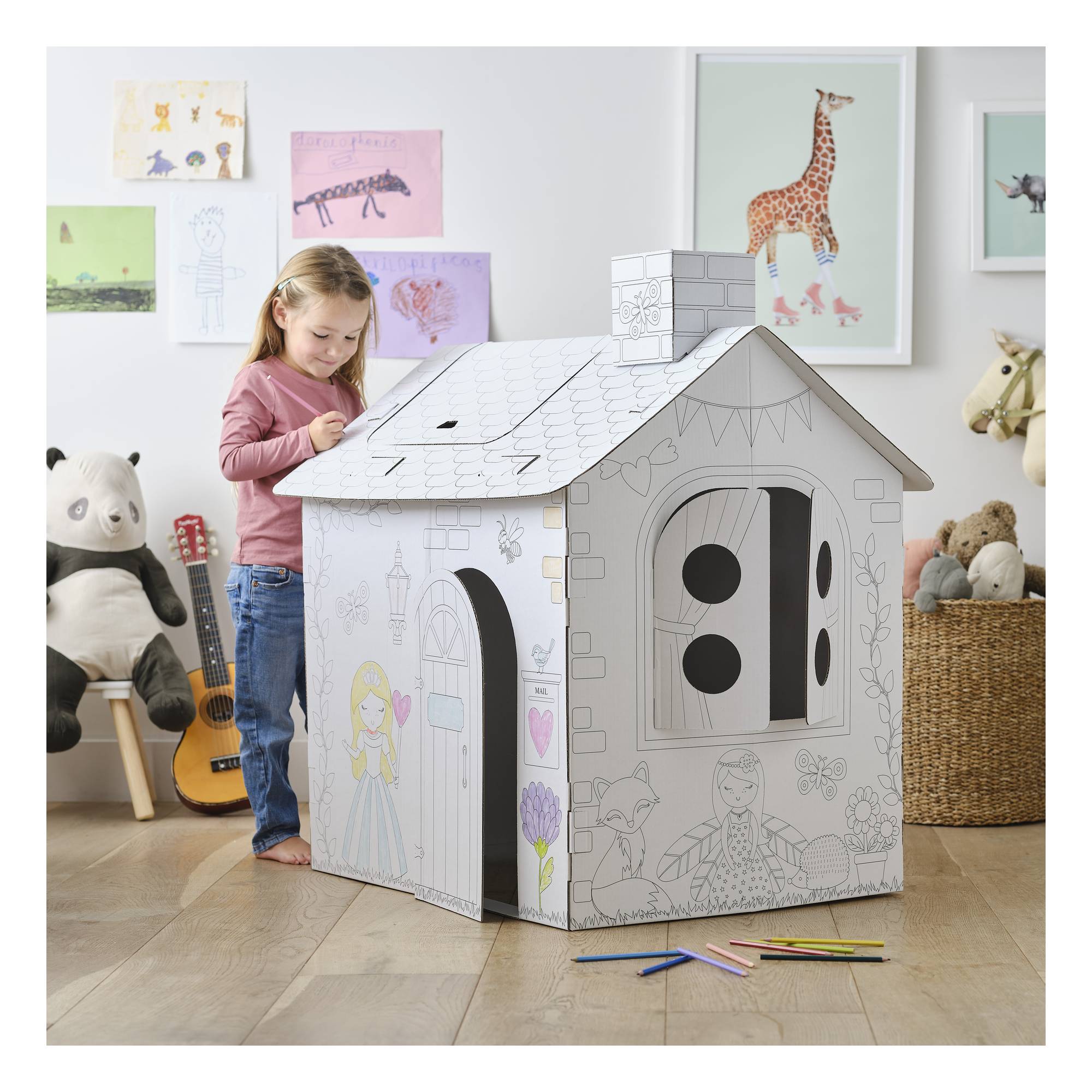 Colour-In Cardboard Unicorn House