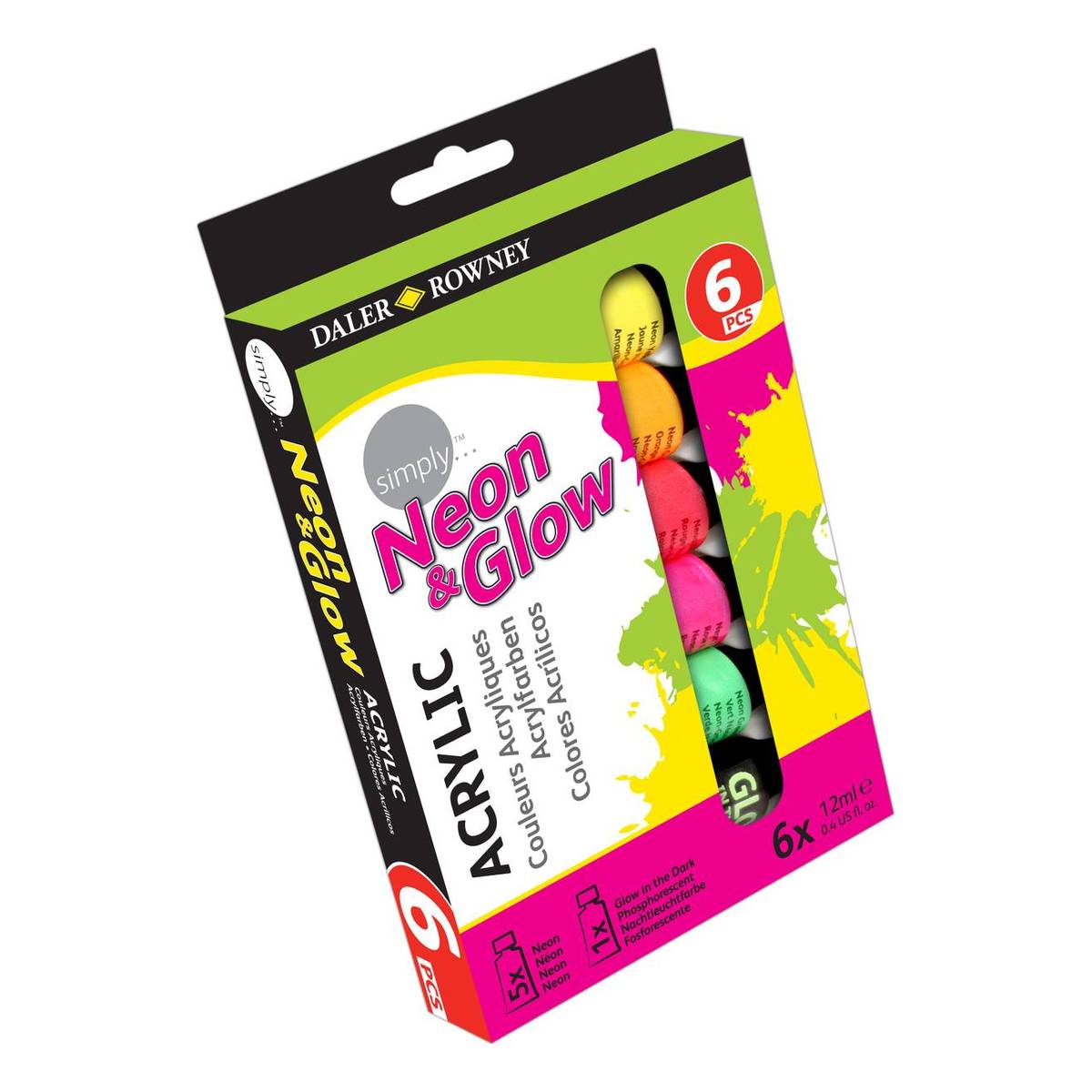 Daler-Rowney Simply Acrylic Neon and Glow 12ml 6 Pack
