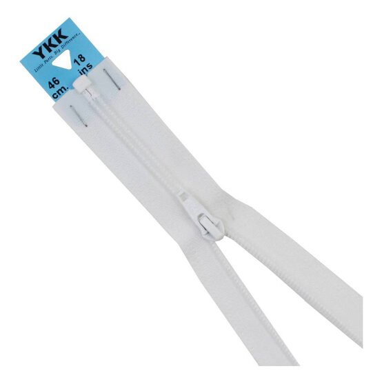 YKK White Nylon Open End Zip 46cm