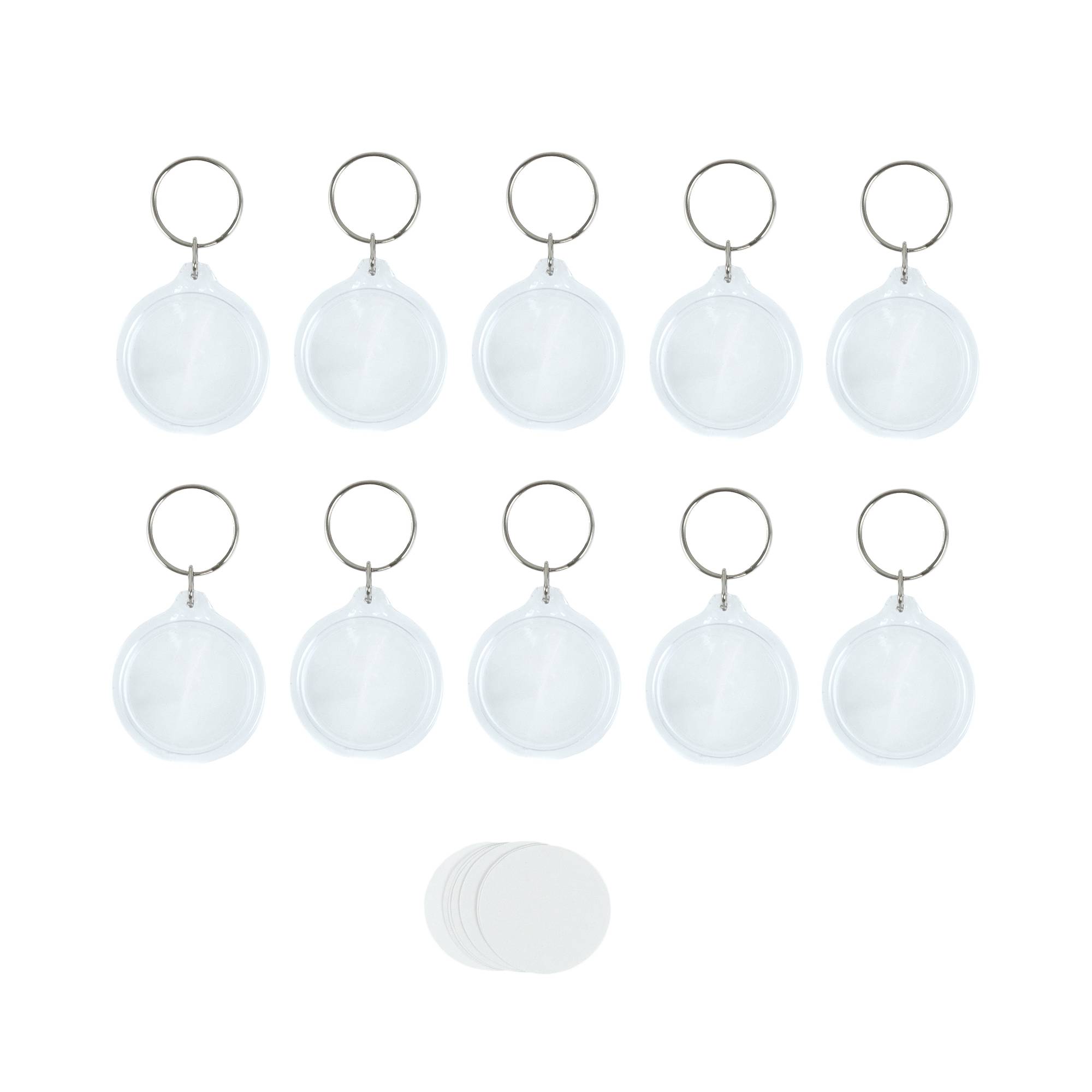 Clear Circle Keyrings 10 Pack