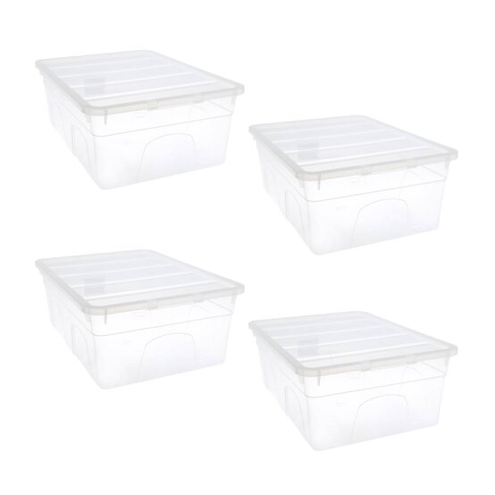 Whitefurze Mini Spacemaster 11 Litre Storage Box 4 Pack Bundle
