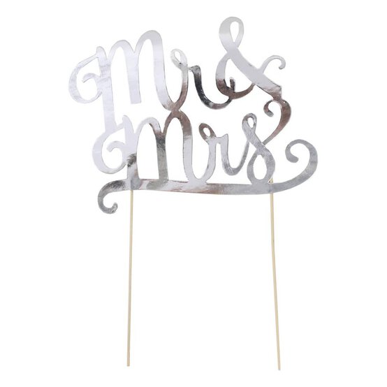 Silver Mr and Mrs Cake Topper
