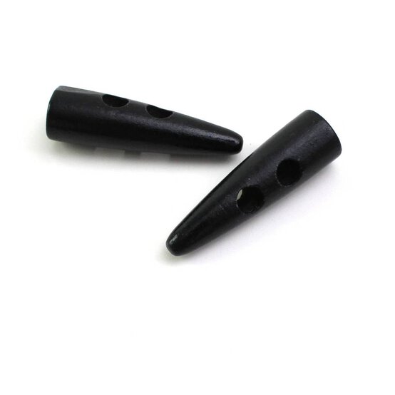 Hemline Black Sharktooth Toggles 50mm 2 Pack