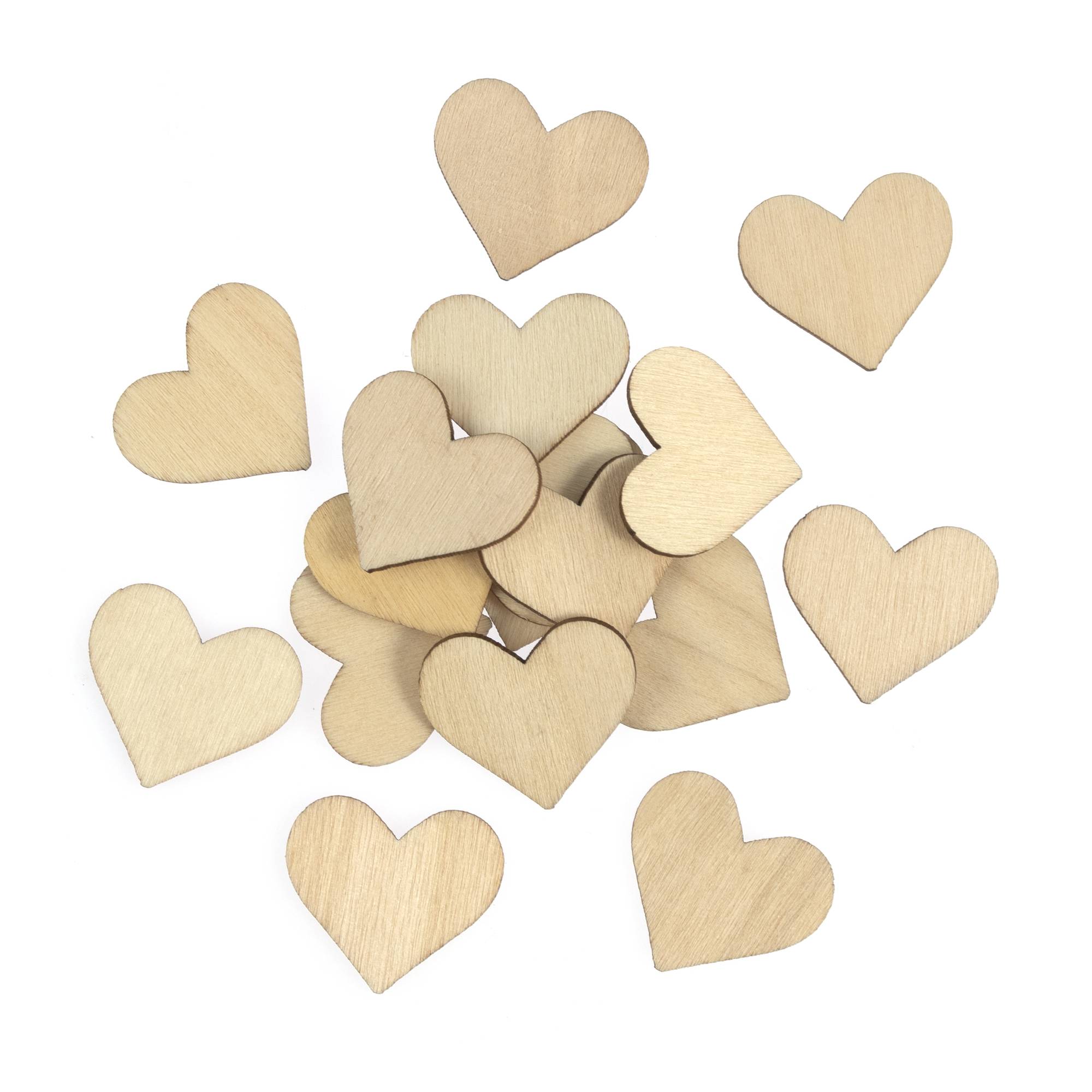 Natural Wooden Hearts 18 Pack