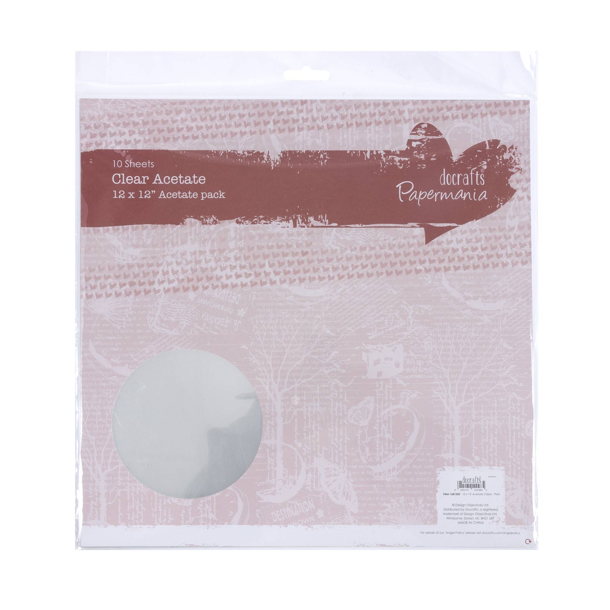 Papermania Clear Acetate Sheets 12 x 12 Inches 10 Pack