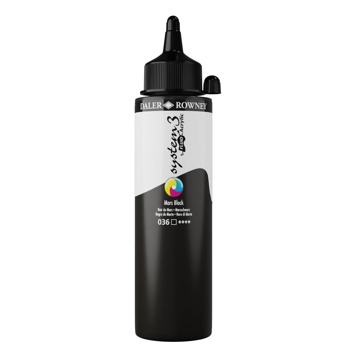 Daler-Rowney System3 Mars Black Fluid Acrylic 250ml (036)