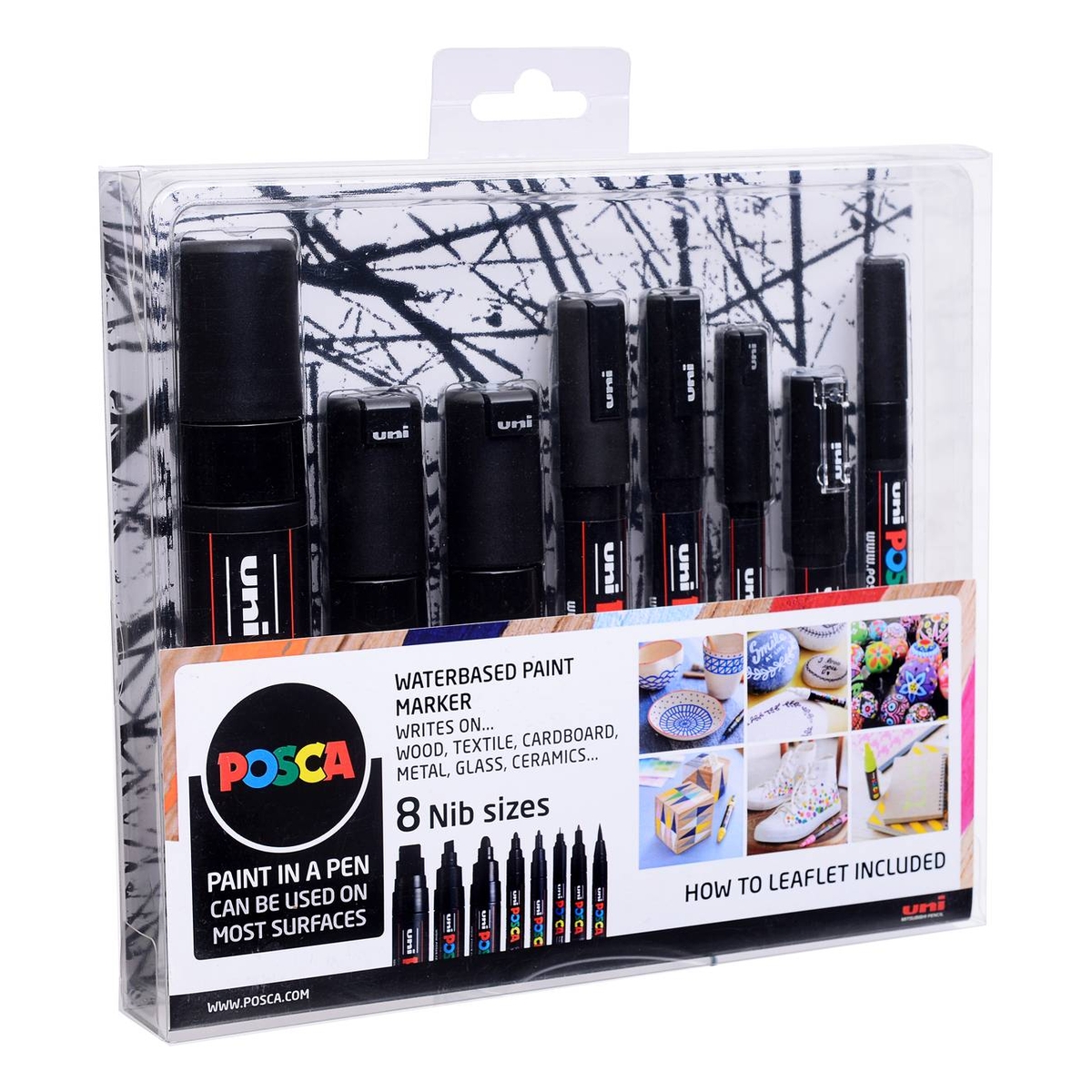 Uni-ball Black Posca Marker Pens 8 Pack