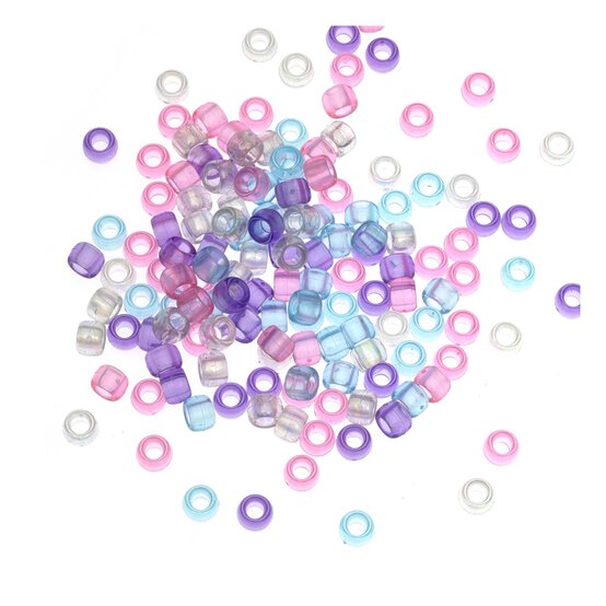 Pink, Purple and Blue Pony Beads 50g
