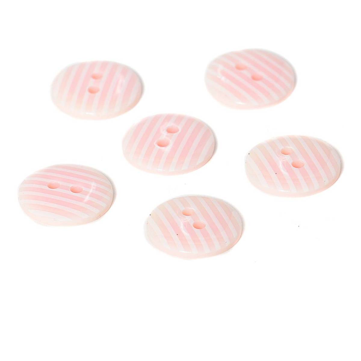 Hemline Pink Novelty Stripey Button 6 Pack