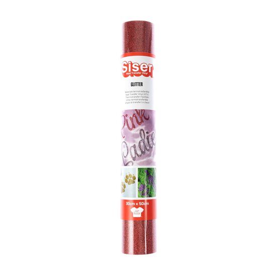 Siser Red Glitter Heat Transfer Vinyl 30cm x 50cm