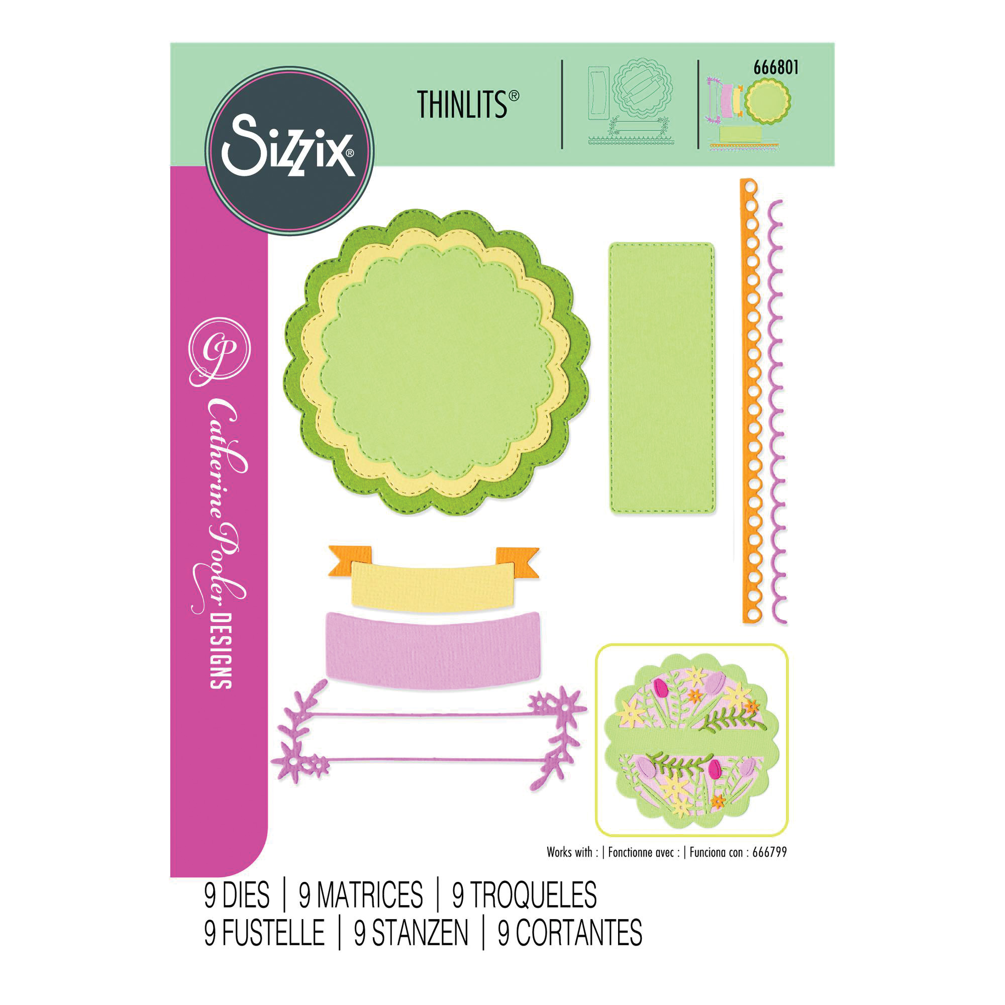 Sizzix Thinlits Scalloped Circles, Borders and Banners Die Set 9 Pieces