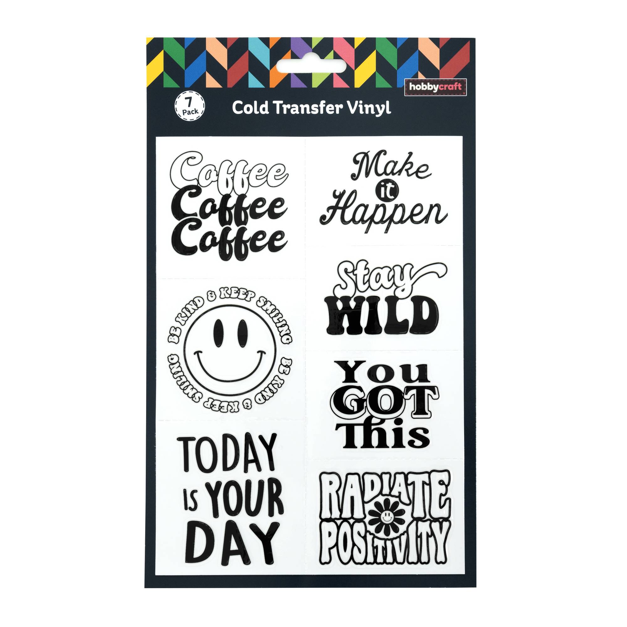 Positivity Cold Transfer Vinyl Stickers 7 Pack