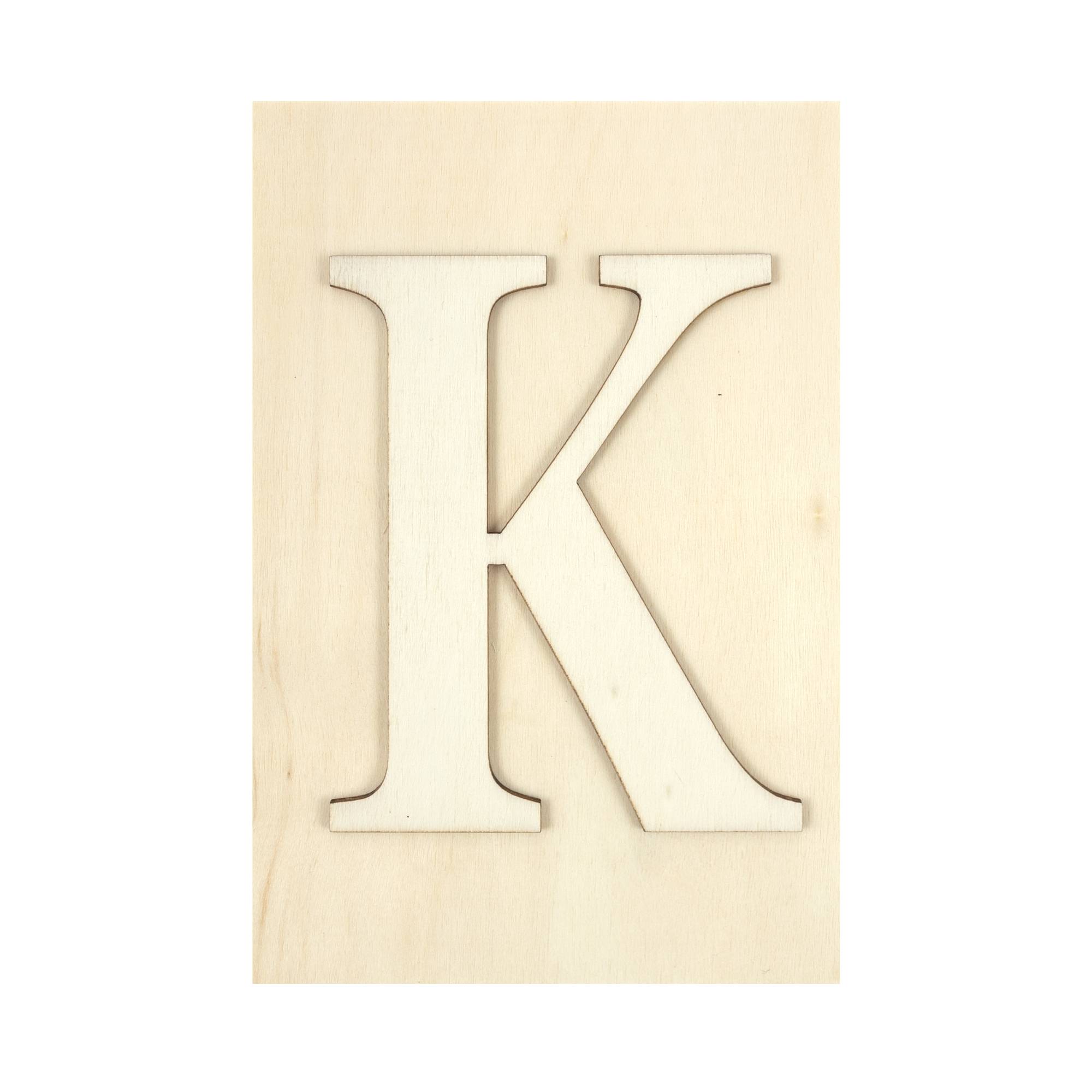 Wooden Letter K Plaque 10cm x 15cm