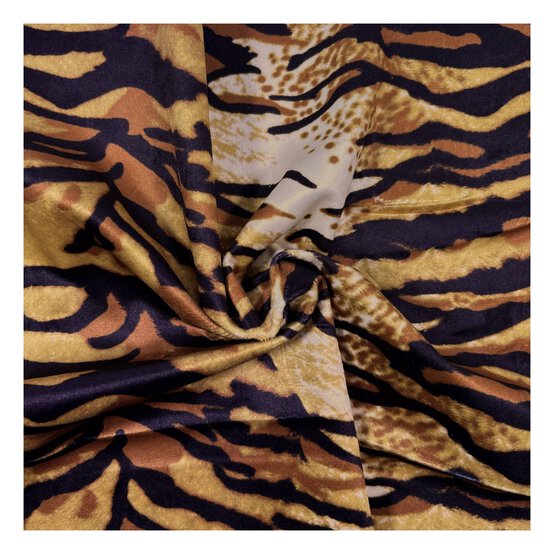 Tiger Animal Velour Fabric by the Metre