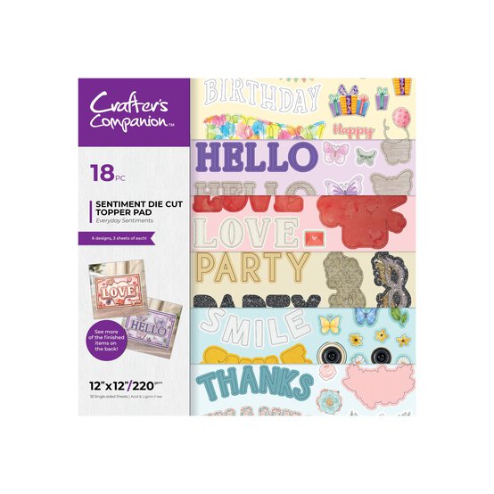 Crafter’s Companion Everyday Sentiment Die-Cut Topper Pad 12 x 12 Inches