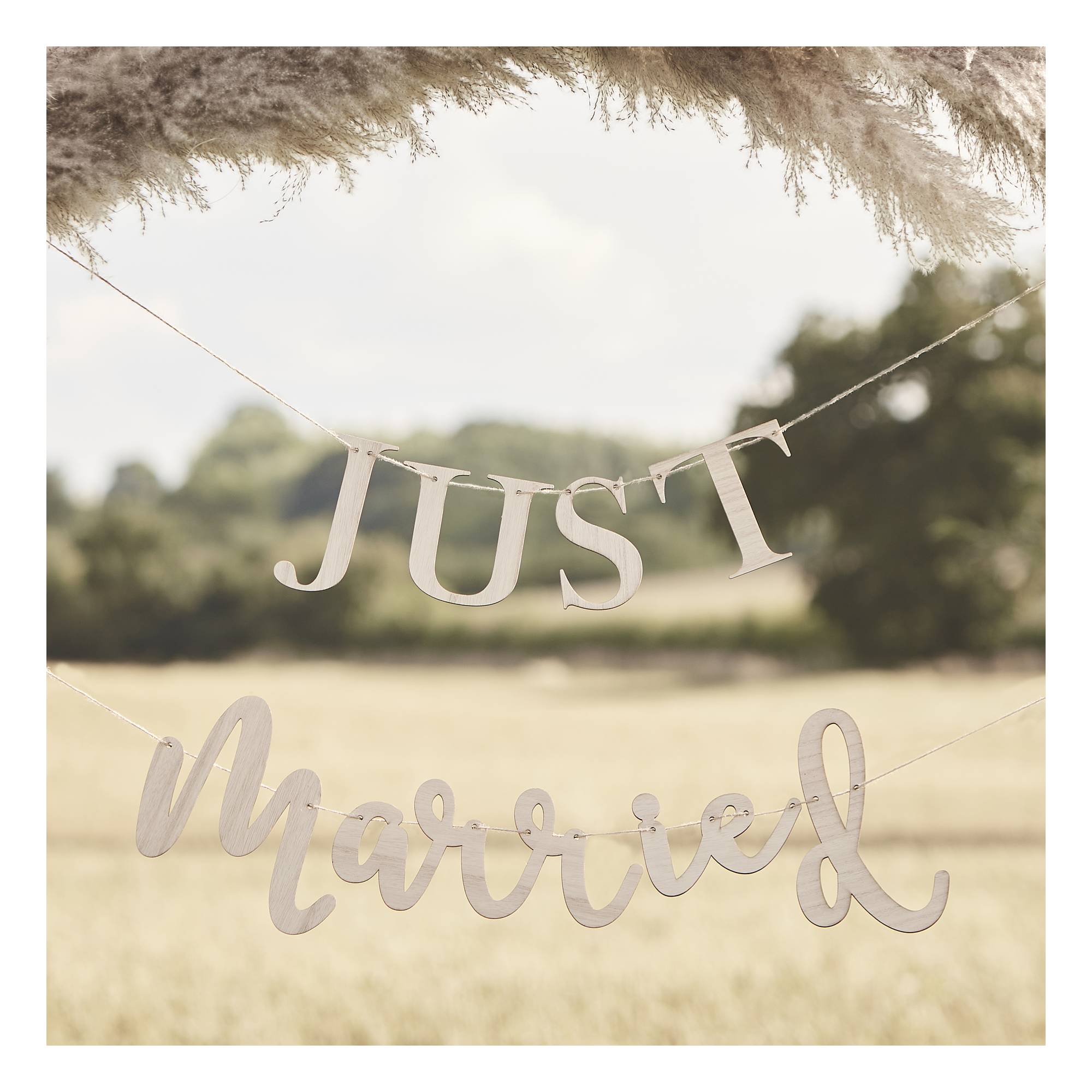 Ginger Ray Wooden Just Married Bunting 1.5m