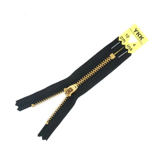 YKK Black Brass Jeans Zip 10cm