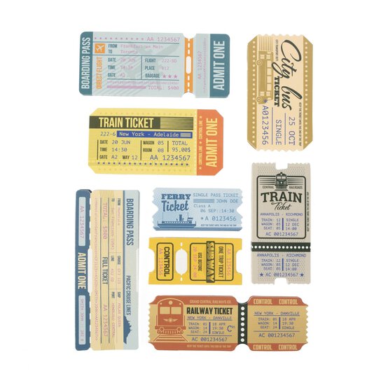 Retro Ticket Card Toppers 8 Pack