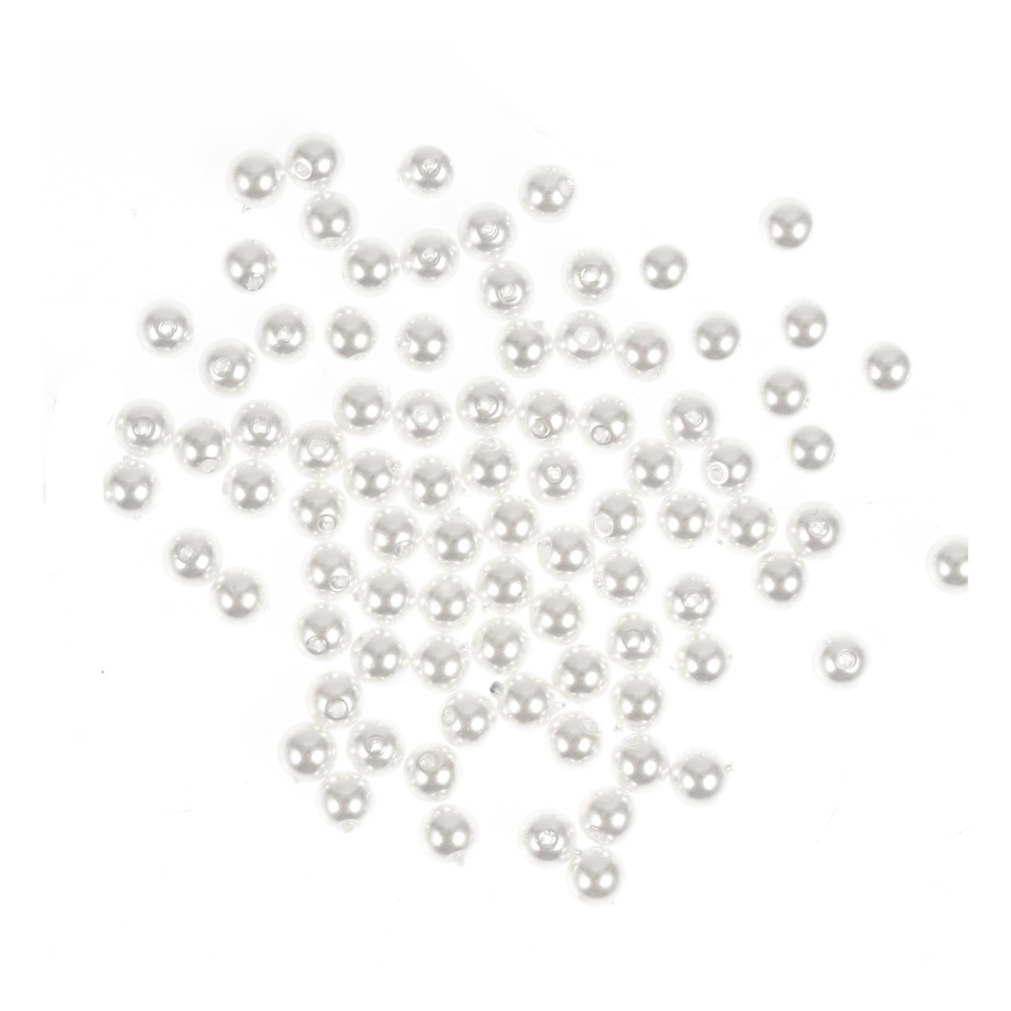 White Glass Pearl Beads 4mm 100 Pack