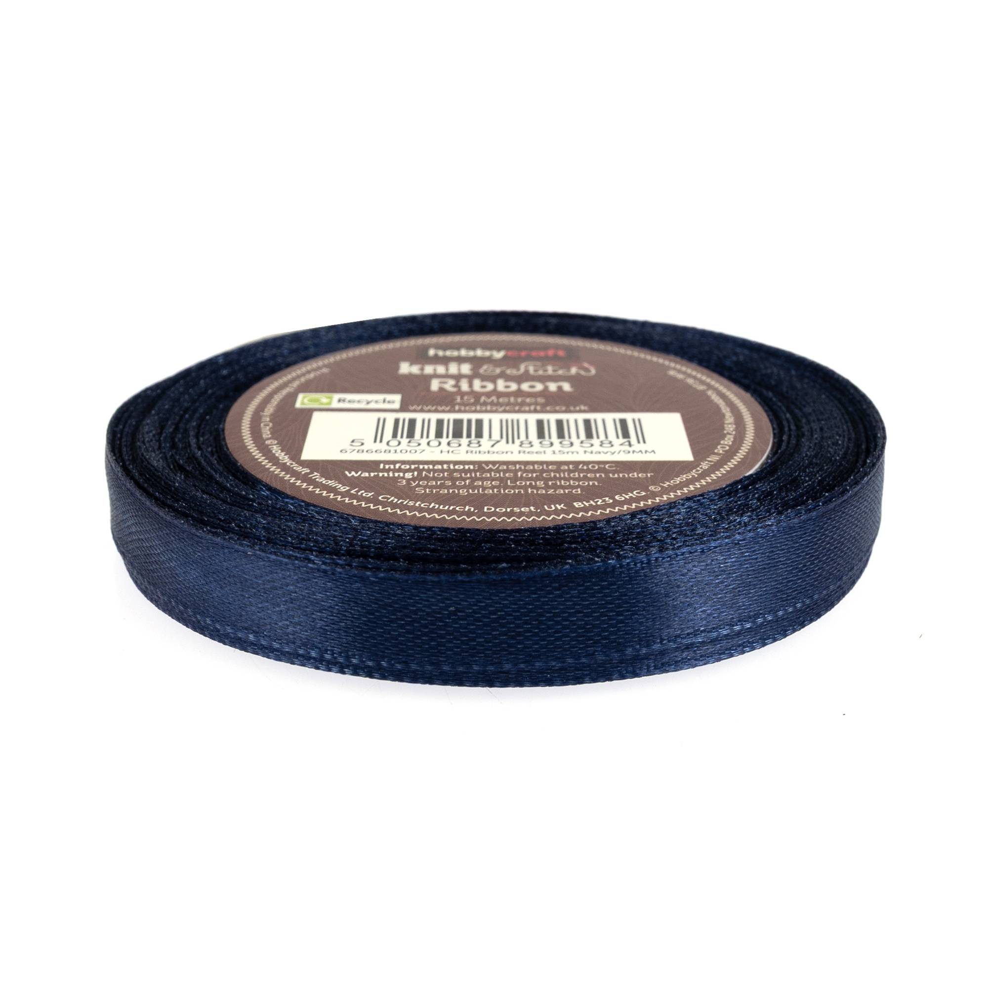 Navy Satin Ribbon 9mm x 15m