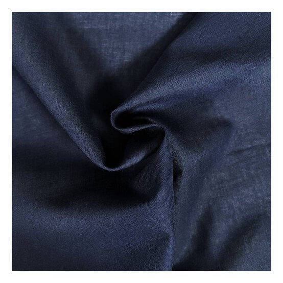 Navy Lawn Cotton Fabric by the Metre